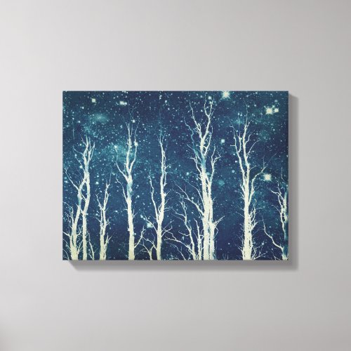 Stark Trees Teal Blue Green Wrapped Canvas
