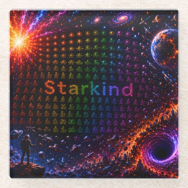Starkind – Cosmic Evolution of Life Glass Coaster (Front)