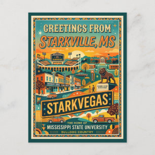 Starkville Mississippi StarkVegas Vintage Style Postcard