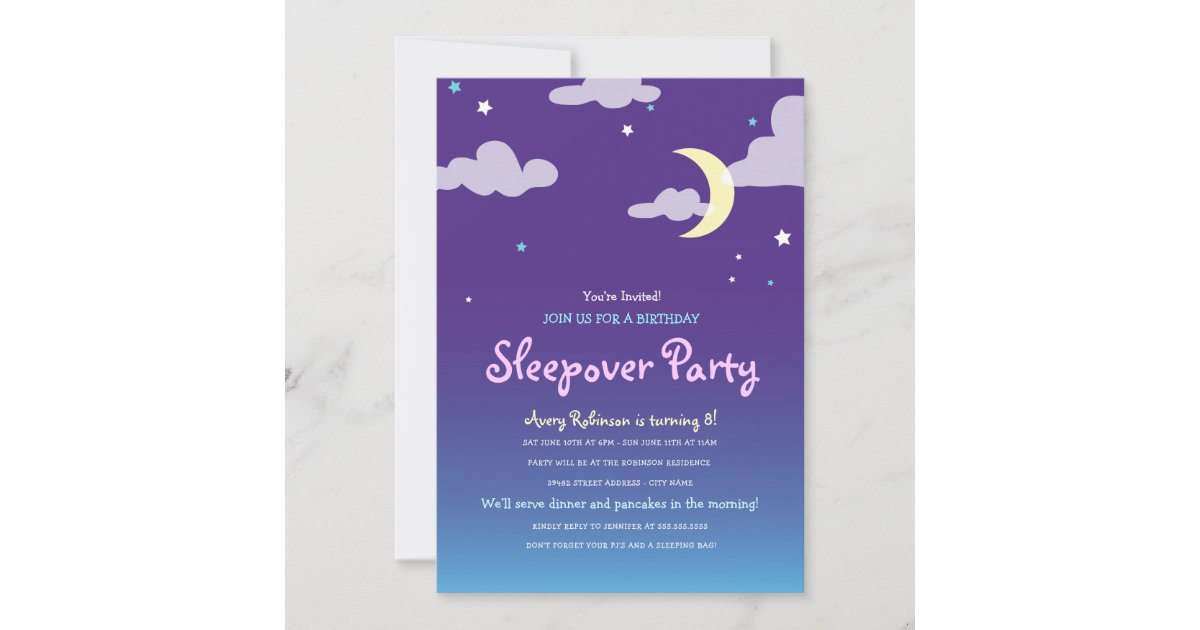 Starlight Birthday Sleepover Party Invitation | Zazzle