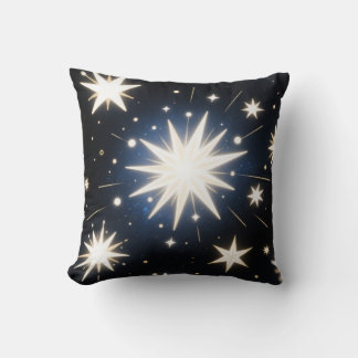 Starlight Bursts ,Radiant Cosmic Pattern Throw Pillow