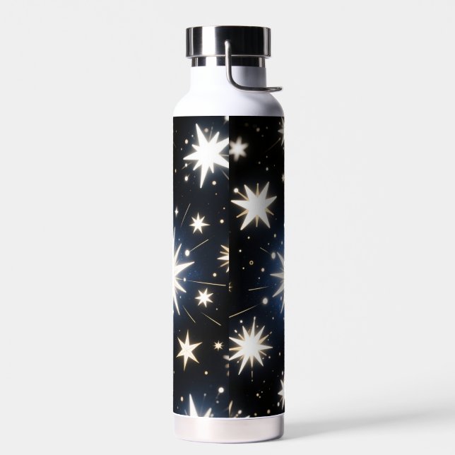 Starlight Bursts ,Radiant Cosmic Pattern Water Bottle (Left)