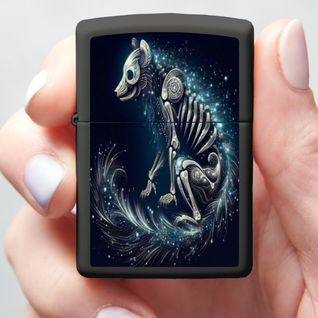 Starlight Canine Skeleton Zippo Lighter (In Hand)