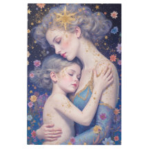 Starlight Embrace – Mother & Child Metal Wall Art