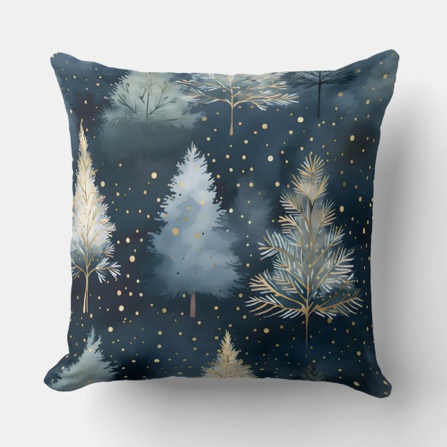 Starlight Evergreen Dreams Botanical  Throw Pillow (Front)