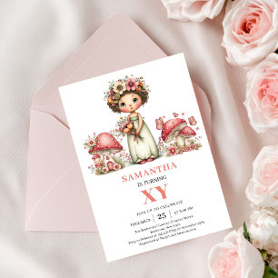Starlight Fairy 8th Birthday Blush Floral Invitati Invitation