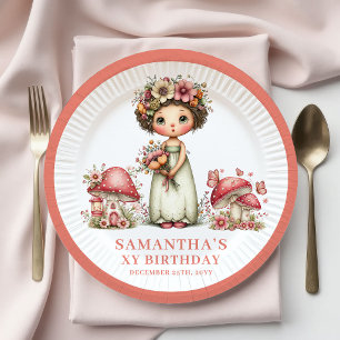 Starlight Fairy 8th Birthday Blush Floral Paper  Plates