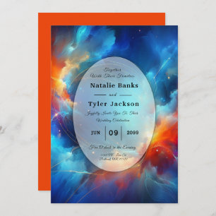 Starlight Fusion of Fire and Ice Wedding Invitation