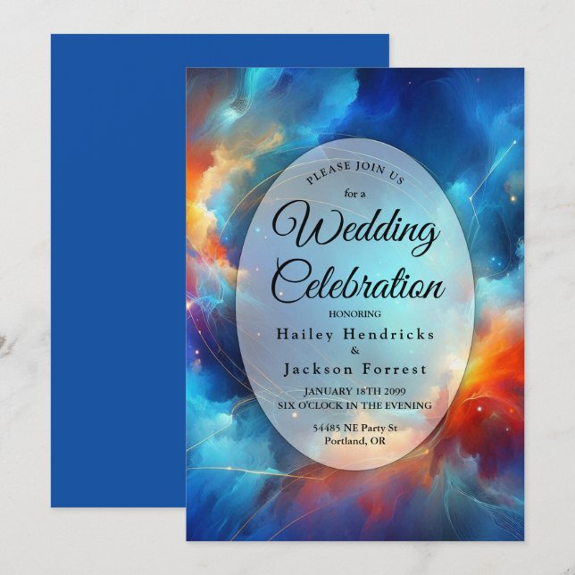 Starlight Fusion of Fire and Ice Wedding Invitation (Front/Back)