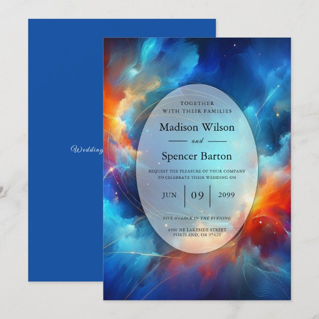 Starlight Fusion of Fire and Ice Wedding Invitation (Front/Back)