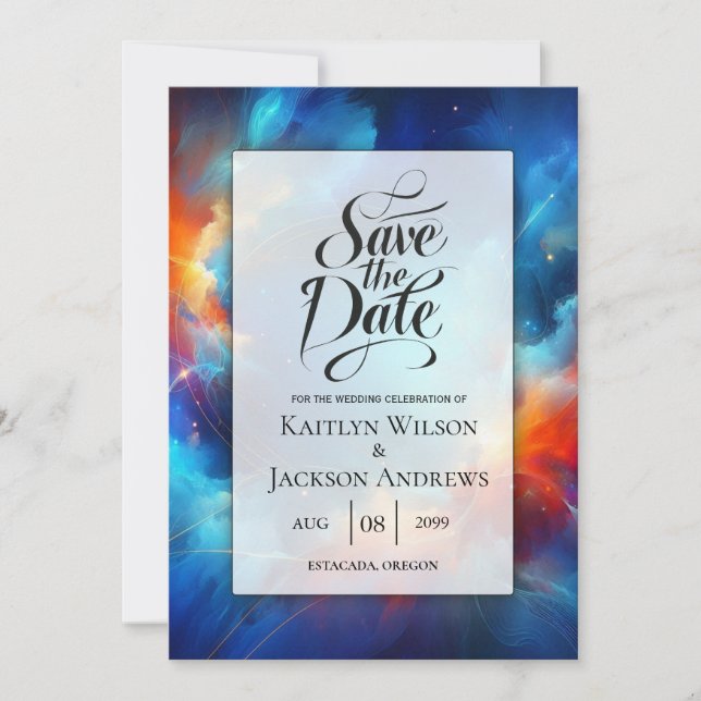 Starlight Fusion of Fire and Ice Wedding Save The Date (Front)