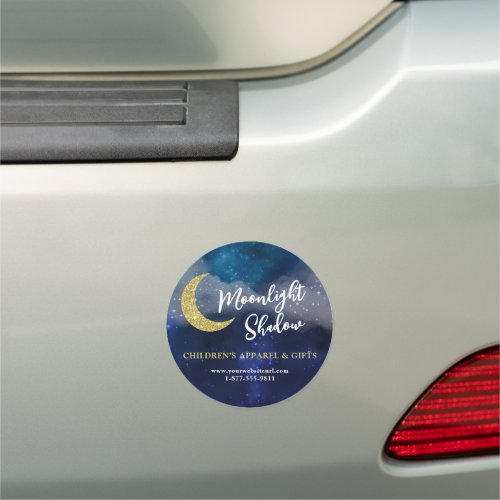 Starlight Galaxy Faux Gold Glitter Moon Car Magnet