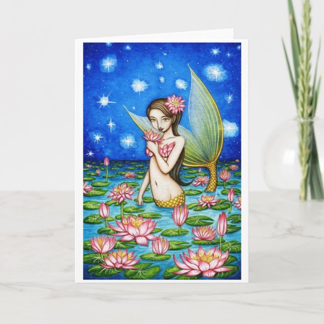 Starlight Lily Mermaid Holiday Card (Front)