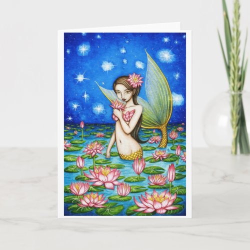 Starlight Lily Mermaid Holiday Card