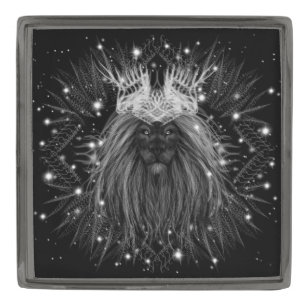 Starlight Lion with Crown Gunmetal Finish Lapel Pin