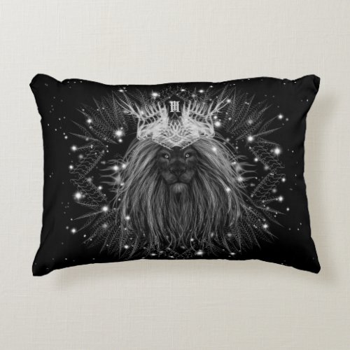 Starlight Lion with Crown Monogram Accent Pillow