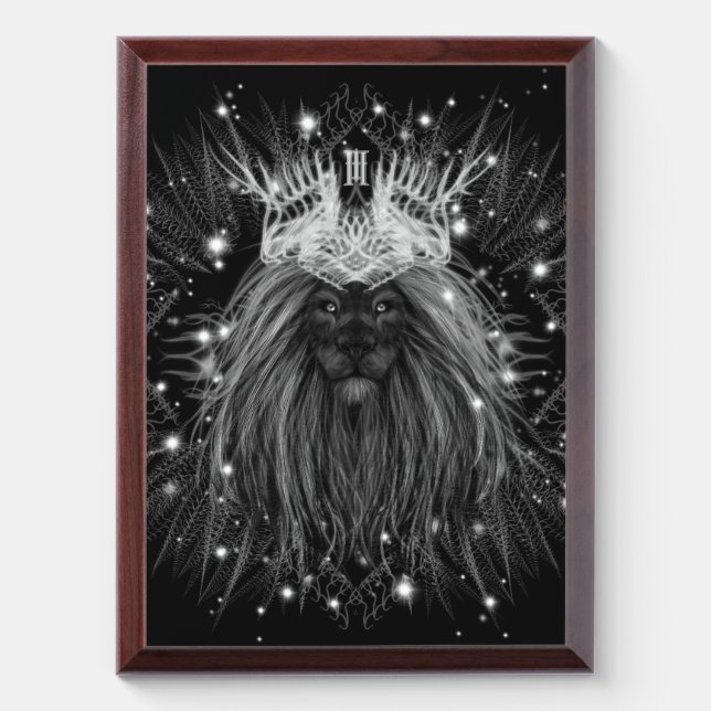 Starlight Lion with Crown Monogram Award Plaque (Vertical)