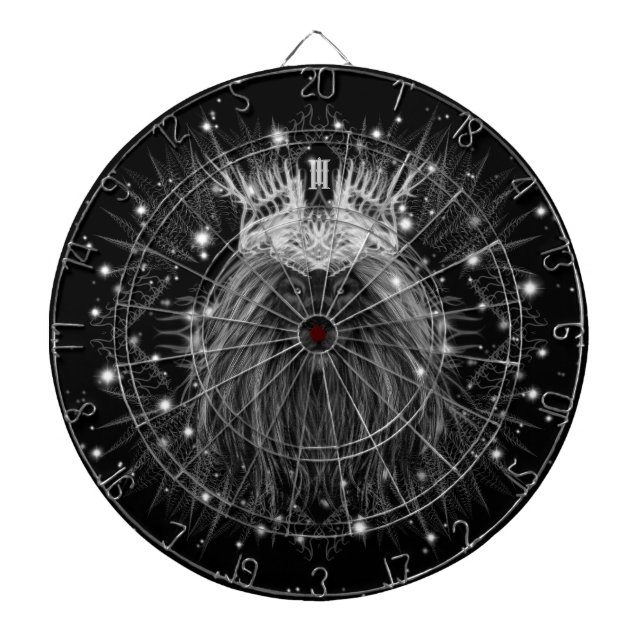 Starlight Lion with Crown Monogram Black Dart Board (Front)