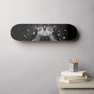 Starlight Lion with Crown Monogram Black Skateboard