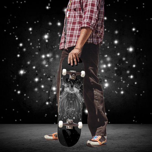 Starlight Lion with Crown Monogram Black Skateboard