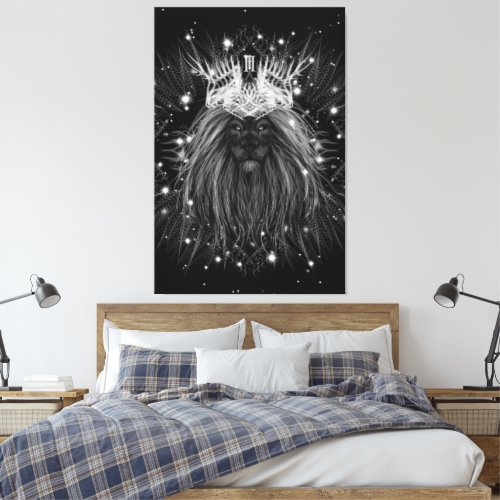 Starlight Lion with Crown Monogram Canvas Print