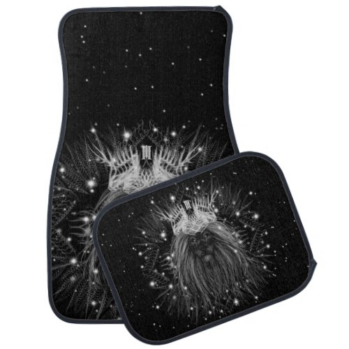 Starlight Lion with Crown Monogram Car Floor Mat