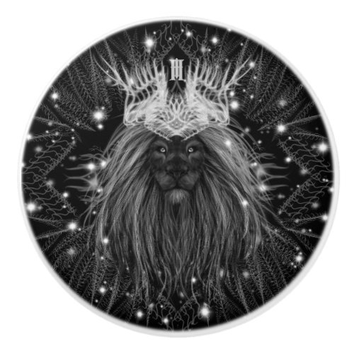 Starlight Lion with Crown Monogram Ceramic Knob