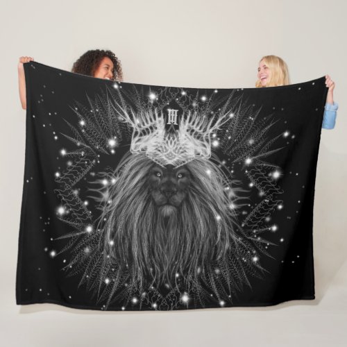 Starlight Lion with Crown Monogram Fleece Blanket