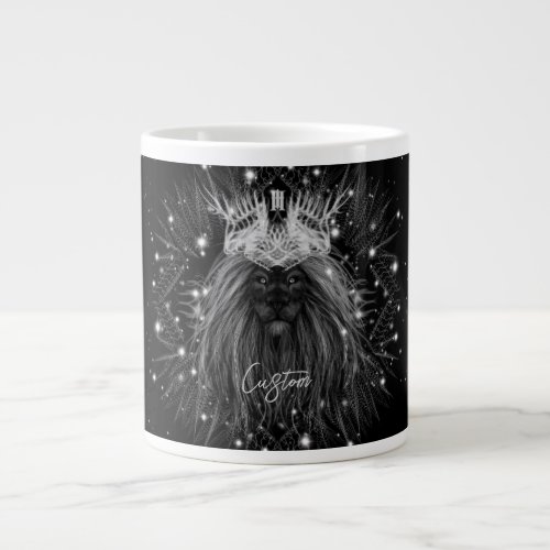 Starlight Lion with Crown Monogram Giant Coffee Mug