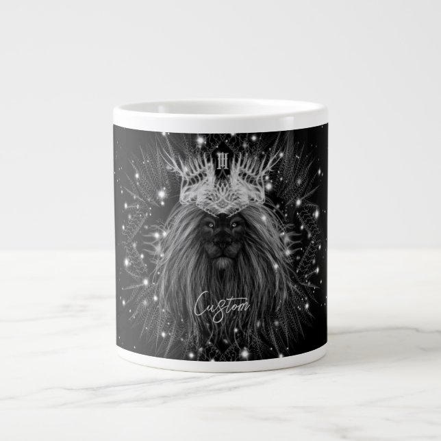 Starlight Lion with Crown Monogram Giant Coffee Mug (Front)
