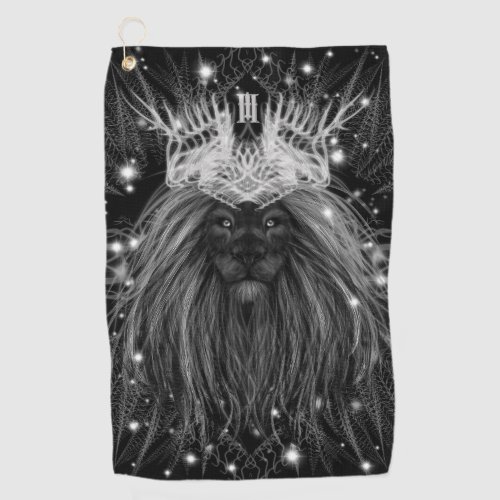 Starlight Lion with Crown Monogram Golf Towel