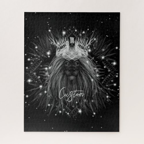 Starlight Lion with Crown Monogram Jigsaw Puzzle