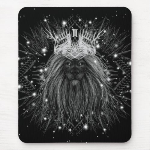 Starlight Lion with Crown Monogram Mouse Pad