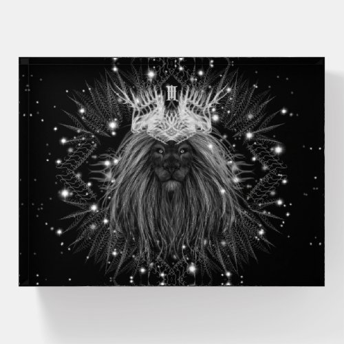 Starlight Lion with Crown Monogram Paperweight