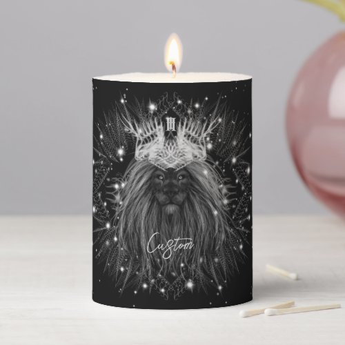 Starlight Lion with Crown Monogram Pillar Candle