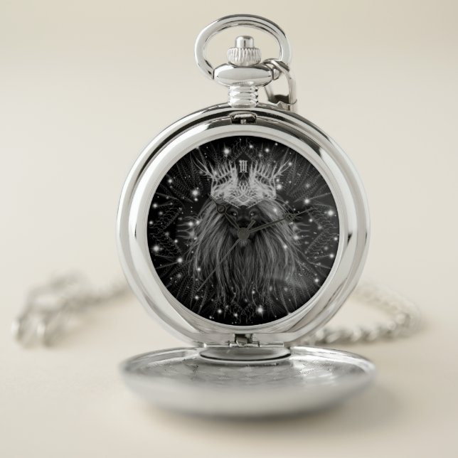 Starlight Lion with Crown Monogram Pocket Watch (Inside)