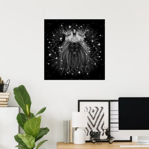 Starlight Lion with Crown Monogram Poster