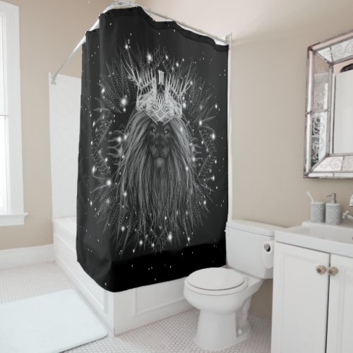 Starlight Lion with Crown Monogram Shower Curtain