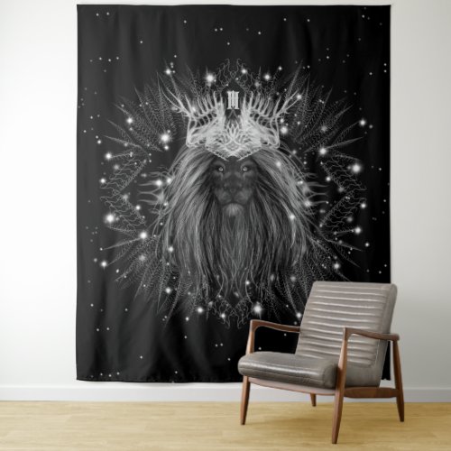Starlight Lion with Crown Monogram Tapestry