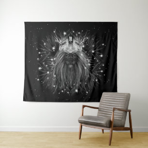 Starlight Lion with Crown Monogram Tapestry