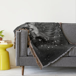 Starlight Lion with Crown Monogram Throw Blanket