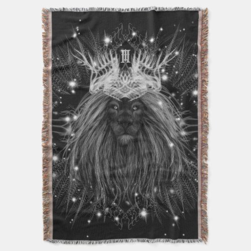 Starlight Lion with Crown Monogram Throw Blanket