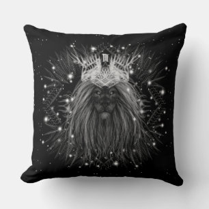 Starlight Lion with Crown Monogram Throw Pillow