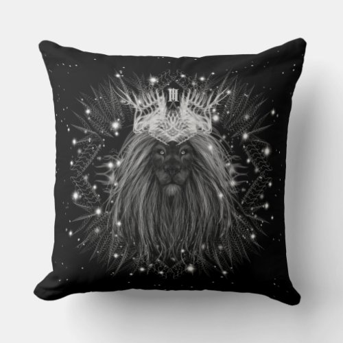 Starlight Lion with Crown Monogram Throw Pillow