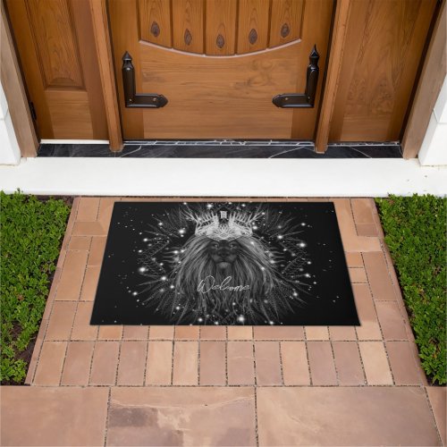 Starlight Lion with Crown Monogram Welcome Doormat