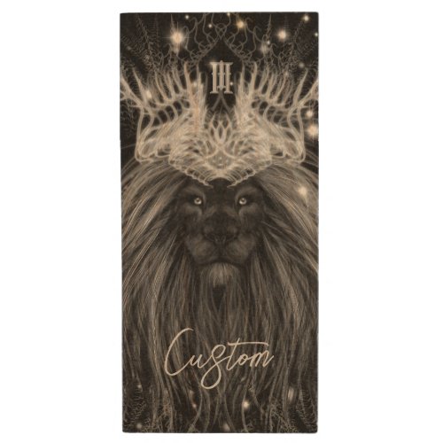 Starlight Lion with Crown Monogram Wood Flash Drive