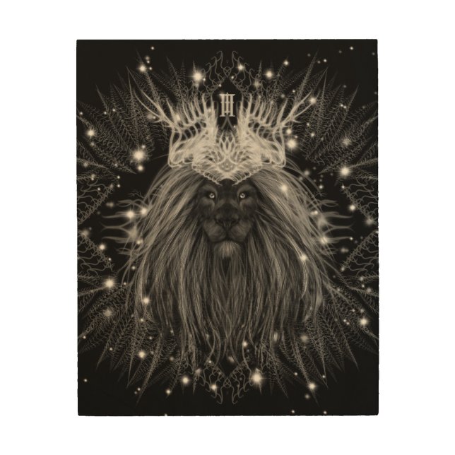 Starlight Lion with Crown Monogram Wood Wall Art (Front)