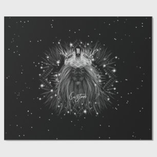 Starlight Lion with Crown Monogram Wrapping Paper