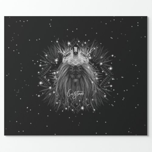 Starlight Lion with Crown Monogram Wrapping Paper