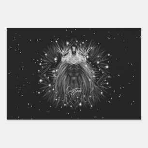 Starlight Lion with Crown Monogram Wrapping Paper Sheets